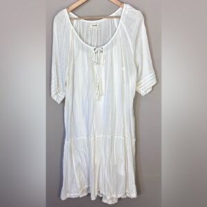 GOLDEN by TNA Midi Peasant Dress Tie Front